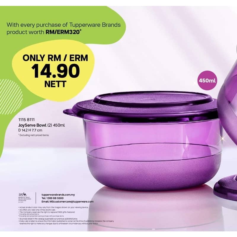 Tupperware Joy Serve/Preludio Bowl 450ml (1pc) | Shopee Singapore