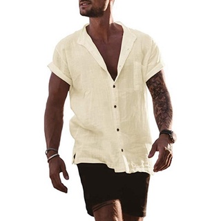 Men's Summer T-Shirt 100% Cotton Hippie Shirt V-Neck Beach Yoga Top