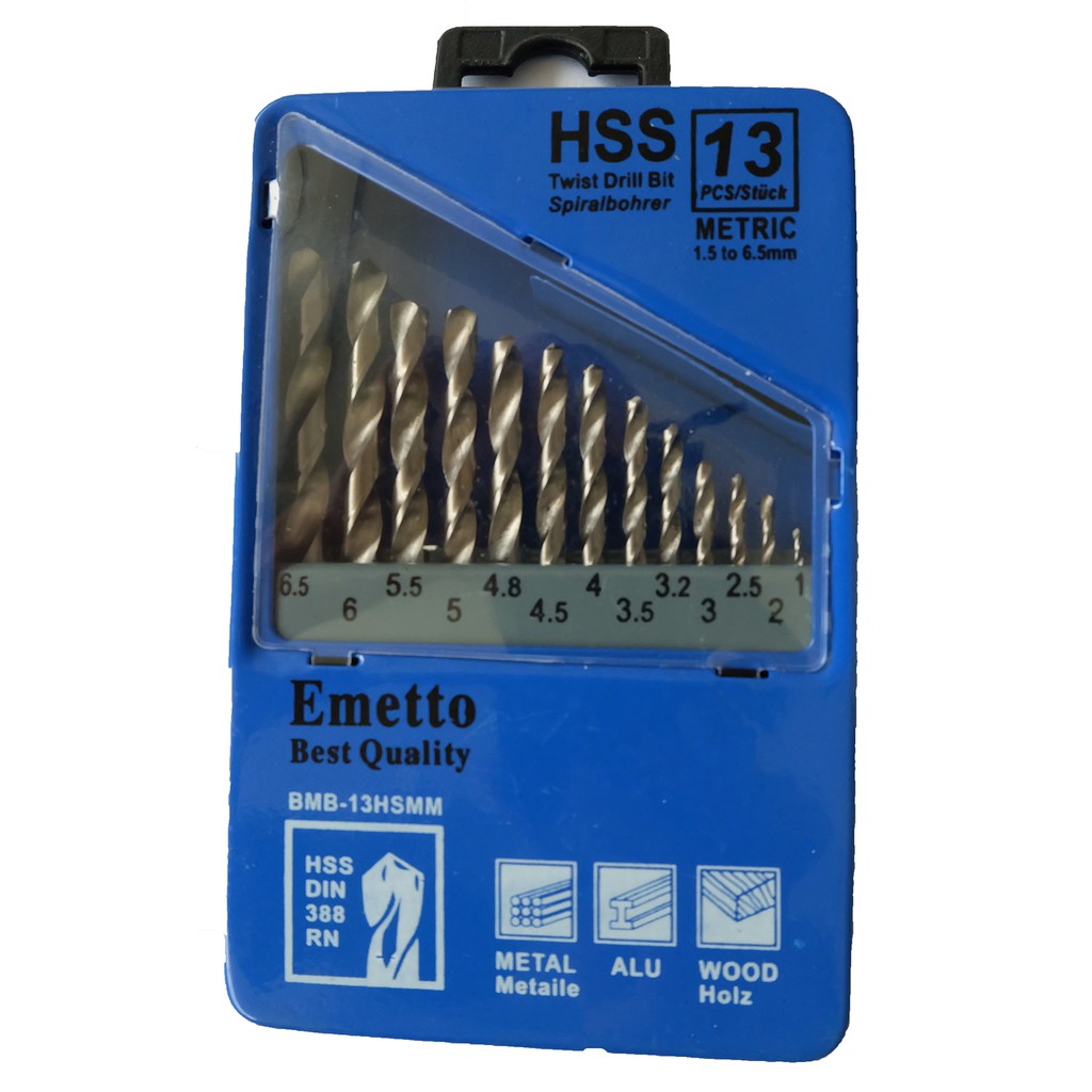 Emetto 13pcs HSS Drill Bit Set Metric Scale 1.0 to 6.5mm Shopee Singapore