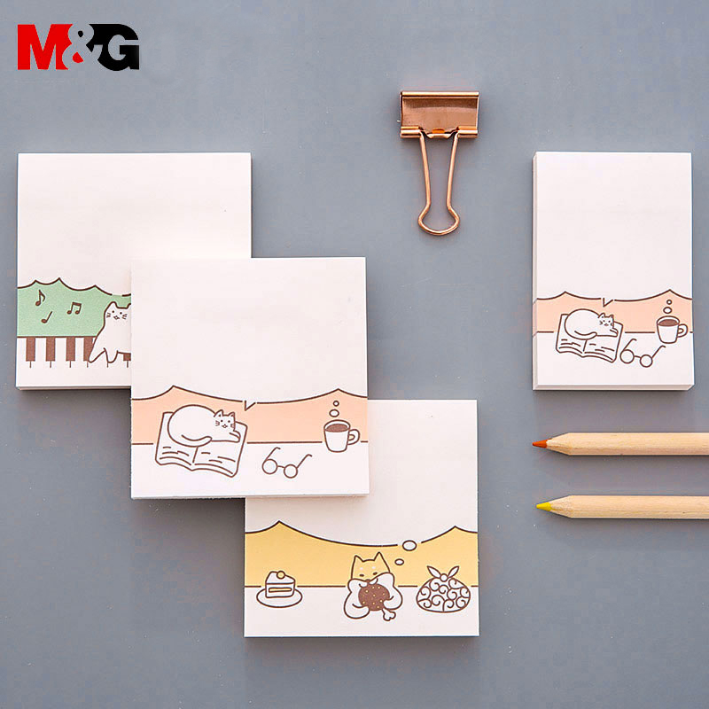 M&G 80 Sheets Cute Cat Sticky Note Multiple Specifications Message ...