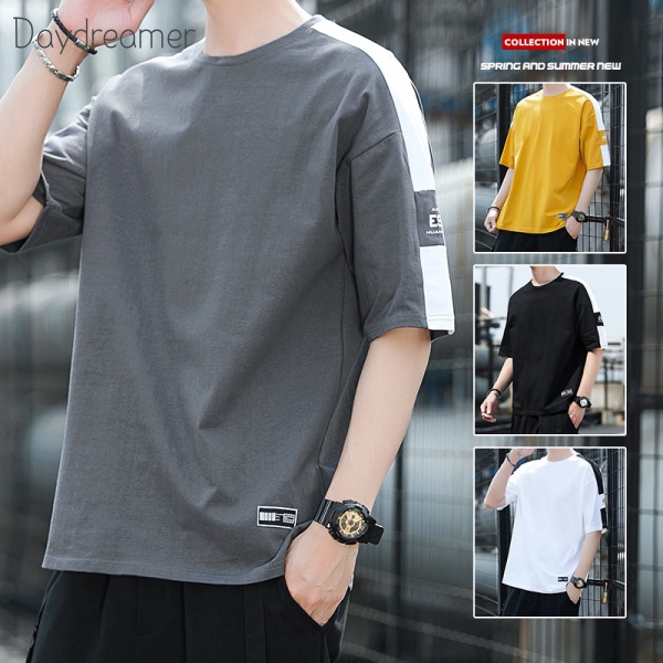 Ready Stock Korean Men's Summer Cotton T-shirt Loose Top