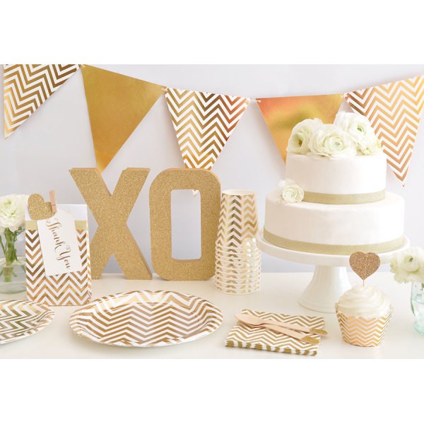 [SG Stock] Gold Silver Rose Gold Chevron Wave Stripe Theme Party Flag ...