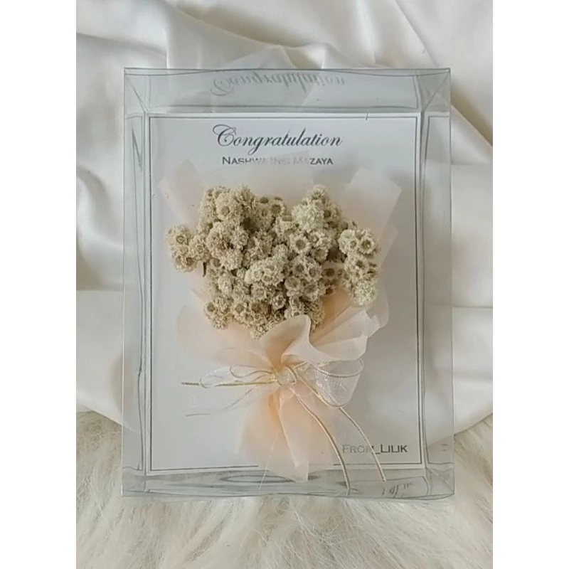 mini buket / Buket bunga kering dalam box - Gambar 2