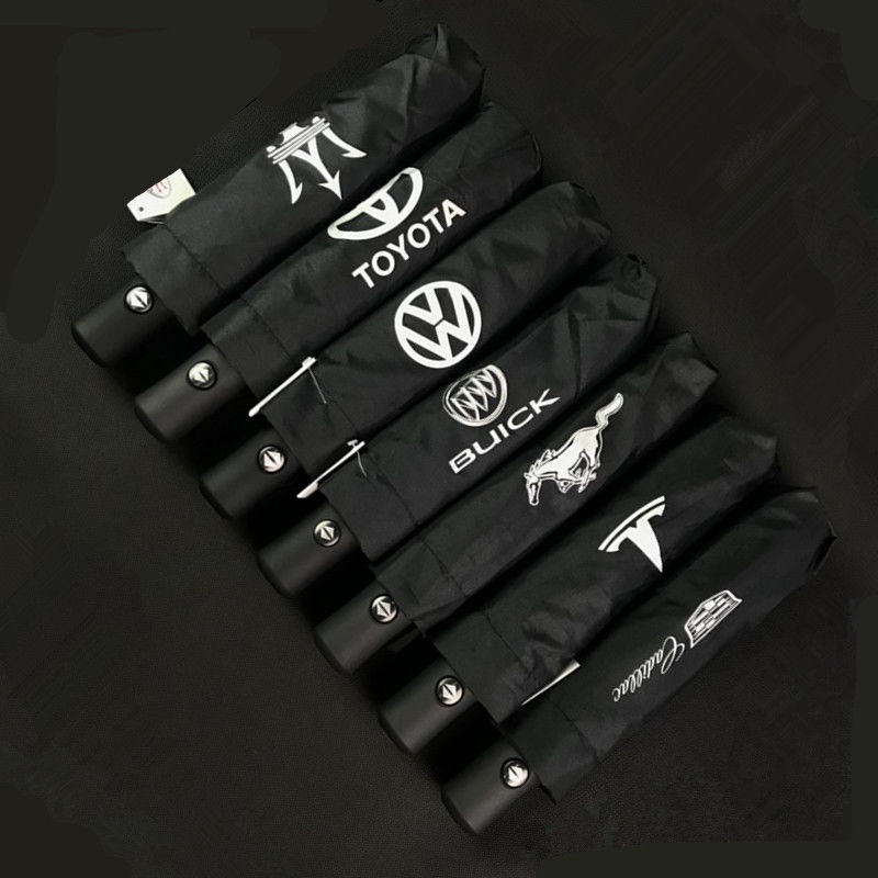 Three-fold automatic folding umbrella Mercedes-Benz Audi Toyota Porsche car umbrella advertising custom umbrella sunshade dual-use