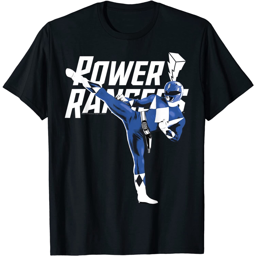 Power Rangers Blue Ranger Action Pose Logo T-Shirt | Shopee Singapore