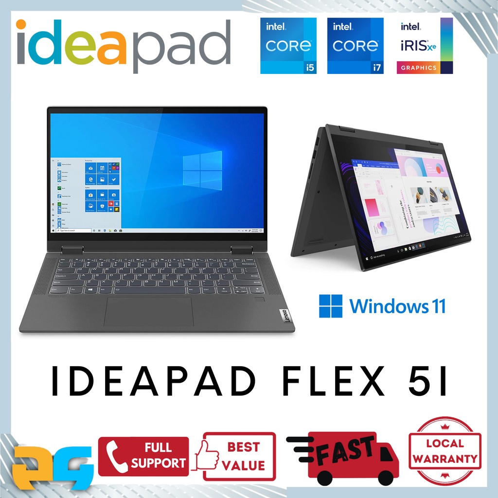 Lenovo ideapad Flex 5i / Intel Core - i5-i7 11. Gen / Iris XE Graphics / FHD Multi-Touch / 16Gb DDR4 / 512Gb PCIe SSD