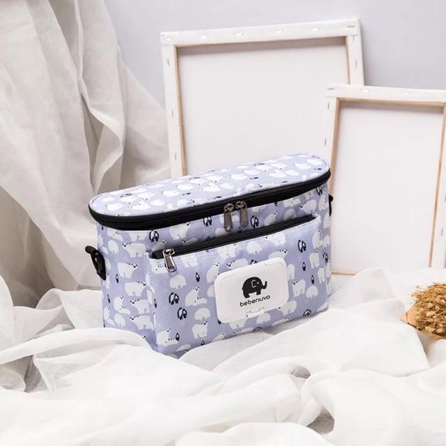 Bebenuvo Stroller Organiser Multi Storage Thermal Bottle Wet Wipes Sling Bag Shopee Singapore