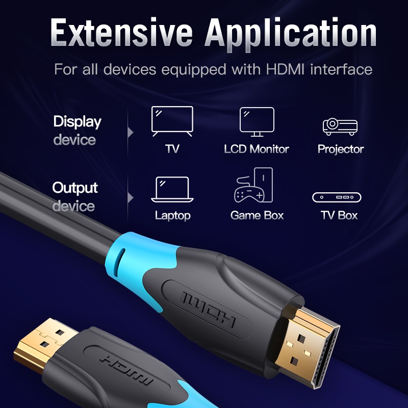 Vention [AACBK 8M] Kabel HDMI 3D v2.0 4K UHD High Speed Quality - Gambar 4