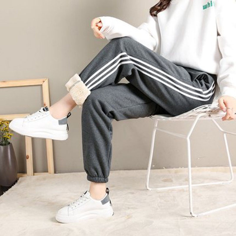 Winter Women Harem Pants Sports Pants Gym Solid Color Thickened Warm ...