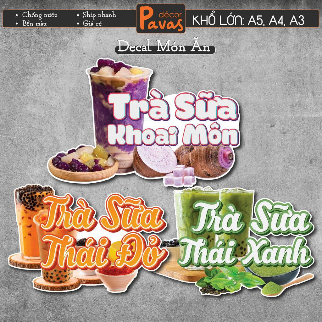Waterproof Decal of Taro Milk Tea, Thai Green, Thai Red, decorative ...