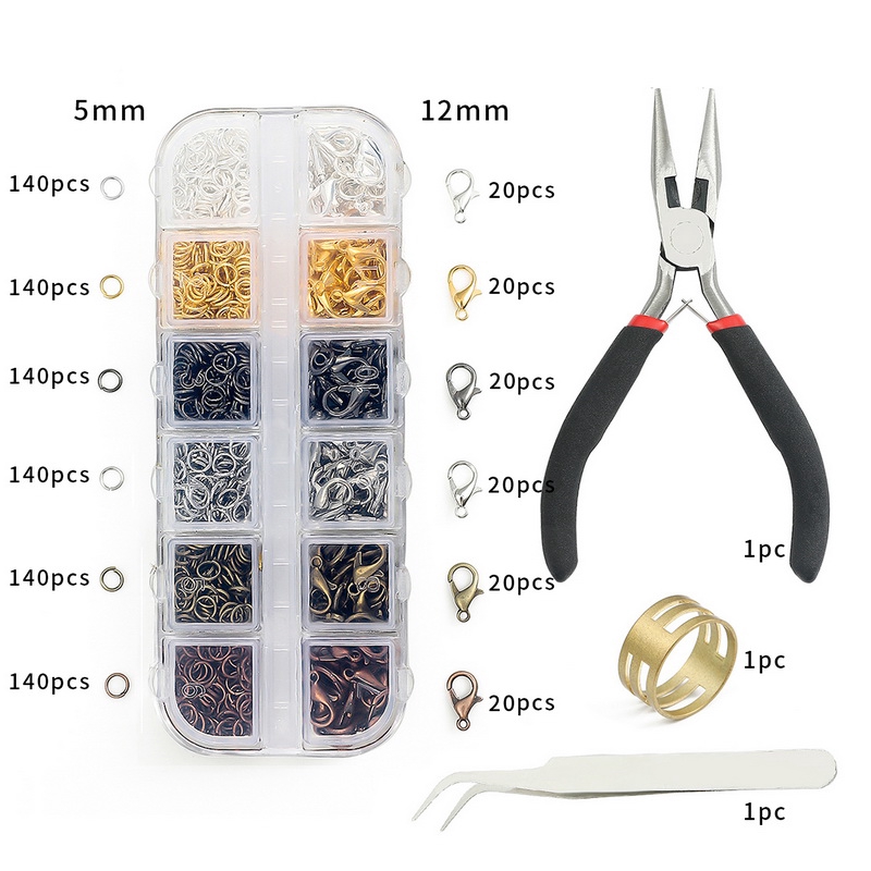Set Alloy Open Jump Rings Mixed 0.7x5mm, 12mmLobster Clasps,Jewelry Pliers,For DIY Jewelry Making Supplies Necklace Repair