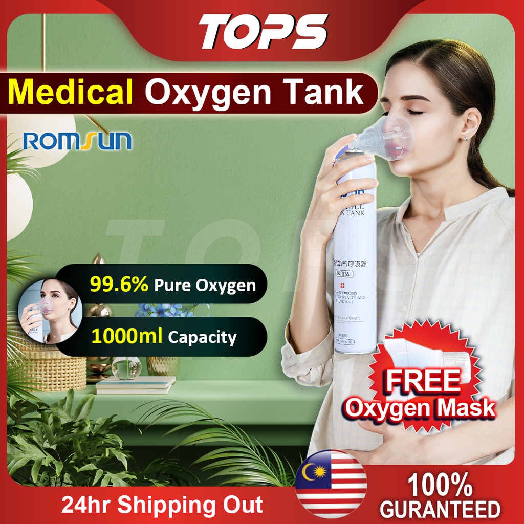 [99.6 Oxygen] ROMSUN Portable Oxygen Inhaler 1000ML Oxygen Tank