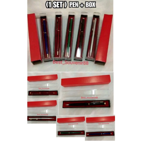 MERAH Metal Pen / Iron Pen Bp Paku Medium + Box / Plain Promotional ...