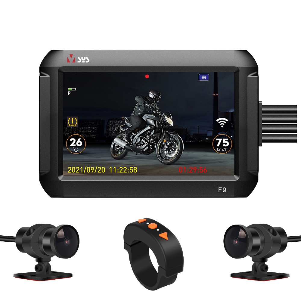 Dual Camera Front And Rear Motorcycle Dvr F9d With Tpms Sony Starvis 4 0