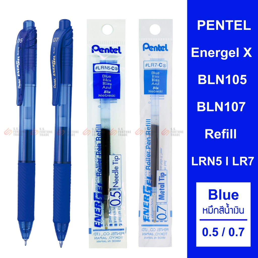 Pentel Energel-X Pen Model BLN105 BL107 Multi-Colored Ink Color