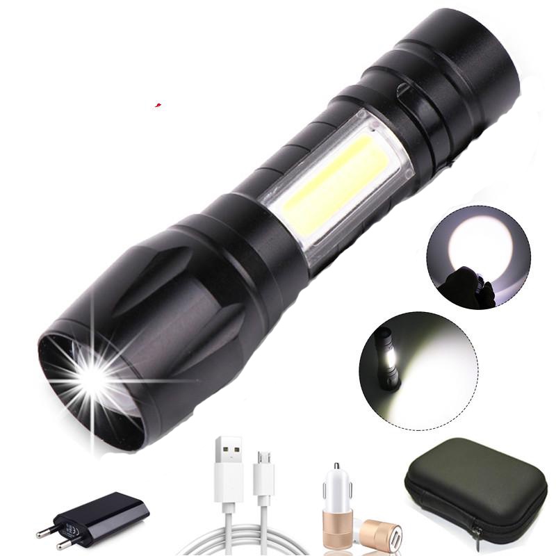 Flashlight USB Rechargeable Torch Zoomable Flashlight Powerful ...