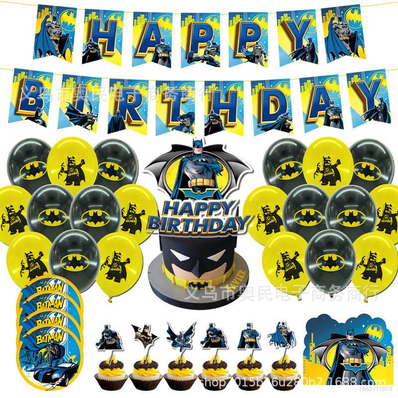 NEW New Batman Theme kids birthday party decorations banner cake topper ...