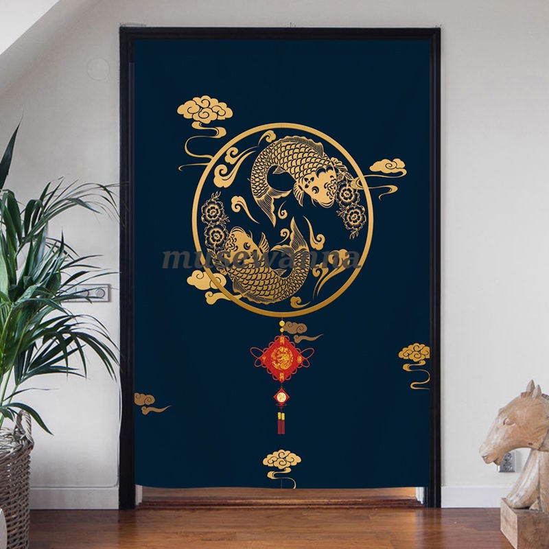 Koi Door Curtain And Partition Chinese Retro Half Toilet Living Room Lucky Hanging Cloth Sho Singapore