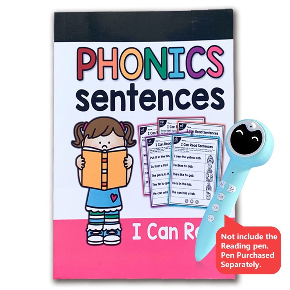 113 Pages/English Phonics Exercise Book I Can Read Simple Sentences Training Practice Book Educational for Kids Children Smart Reading Pen