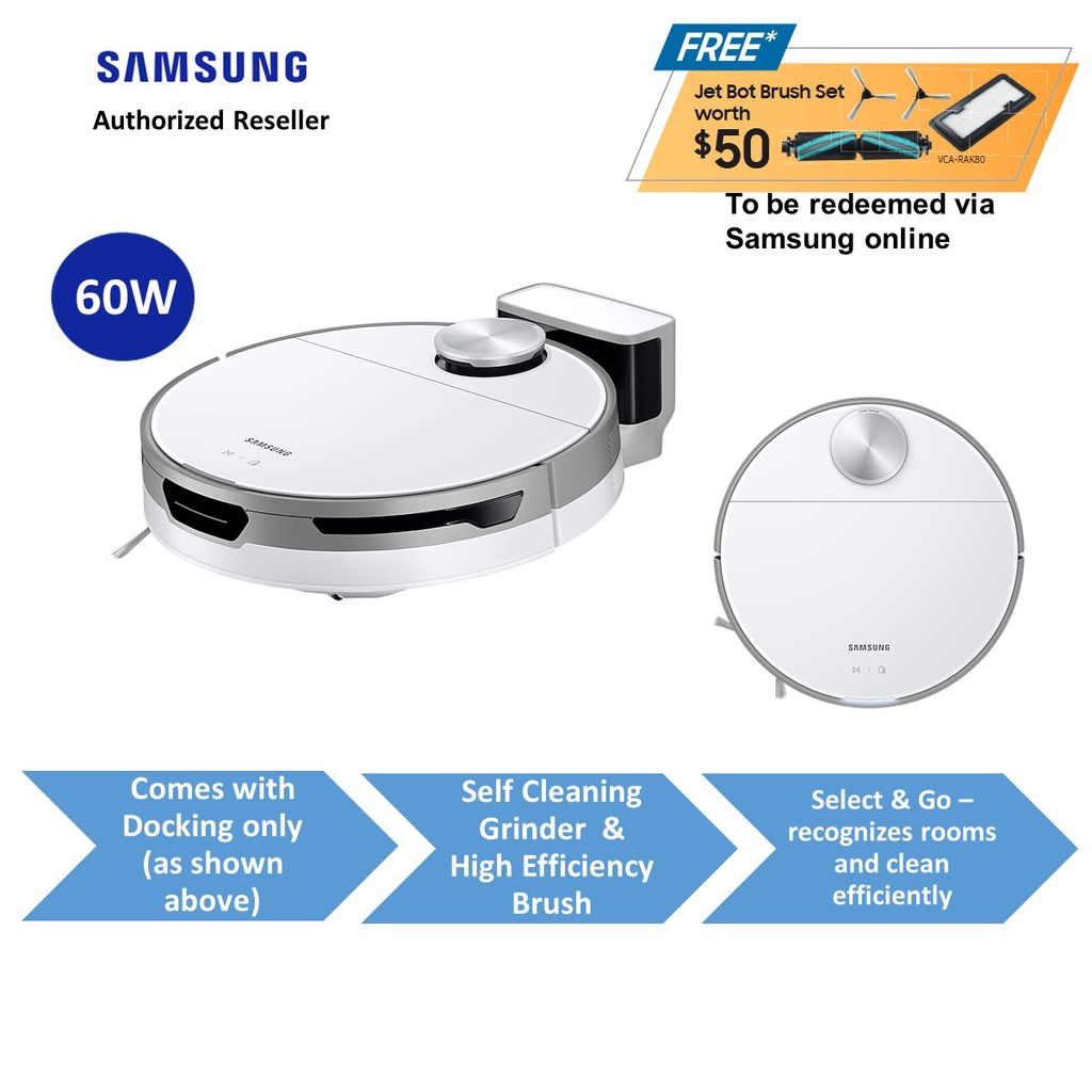 Samsung Robotic Vacuum Cleaner Jet Bot VR30T80313W/SP with Docking