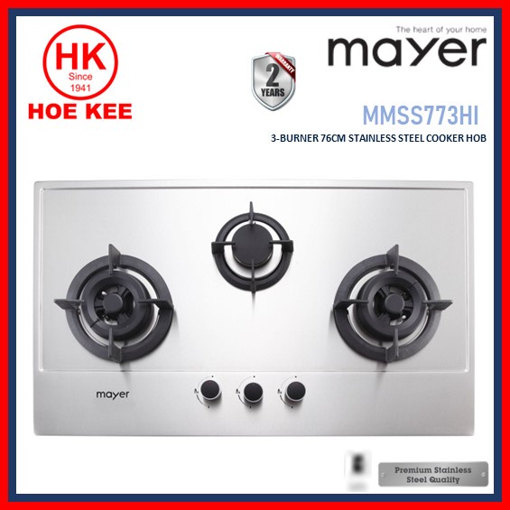 Mayer MMSS773HI 75 cm 3 Burner Stainless Steel Gas Hob | Shopee Singapore