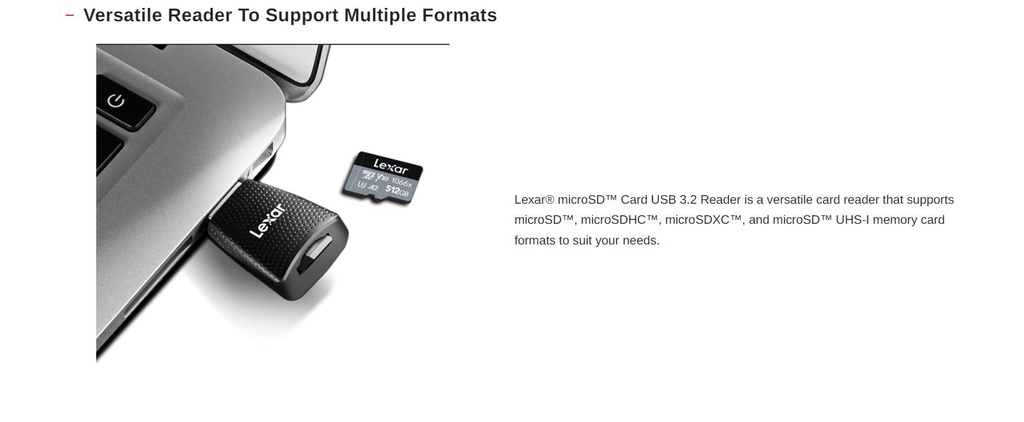 LEXAR microSD Card USB 3.2 Reader - RW330 microSD (2 YEARS WARRANTY BY ...