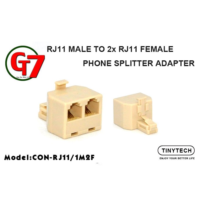 TINYTECH RJ11 MALE TO 2x RJ11 FEMALE PHONE SPLITTER ADAPTER (CON-RJ11 ...