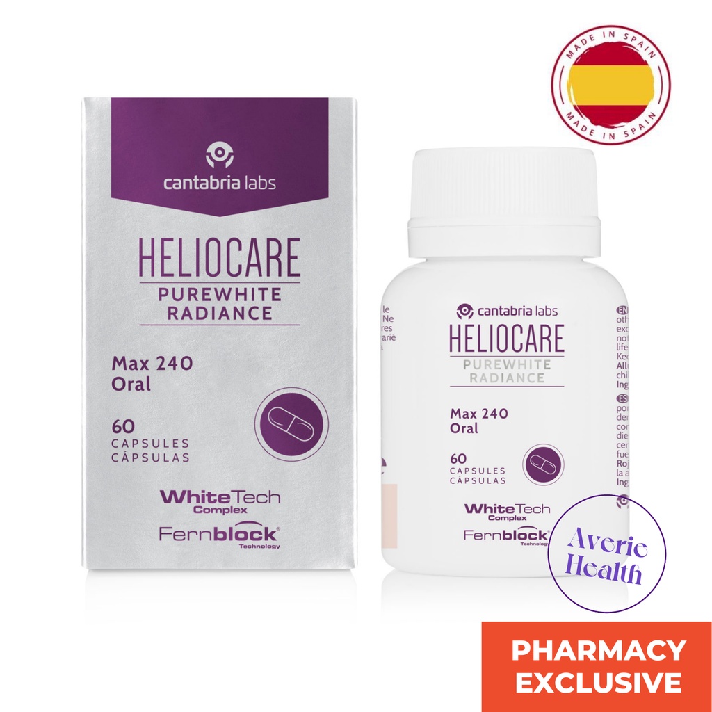 Heliocare Purewhite Radiance Max 240 60S | Anti-aging / Anti-pigmentation / Whitening | Cantabria / Crystal Tomato