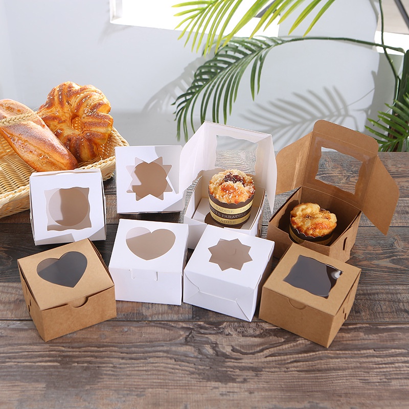 Dessert Packaging Box Transparent Egg Tart Paper Cup Muffin Box Food ...