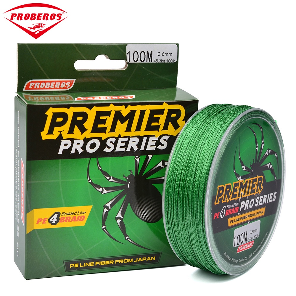 Proberos fishing line 4 trands 100m 6LB-100LB PE braided lines yellow green  red gray blue fishing tackle pesca lure