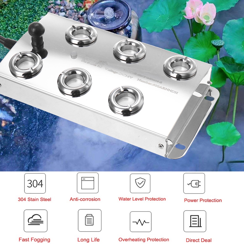 DC 36V Ultrasonic Atomizer Industrial 6 Head Humidifier Fog Machine 3Kg