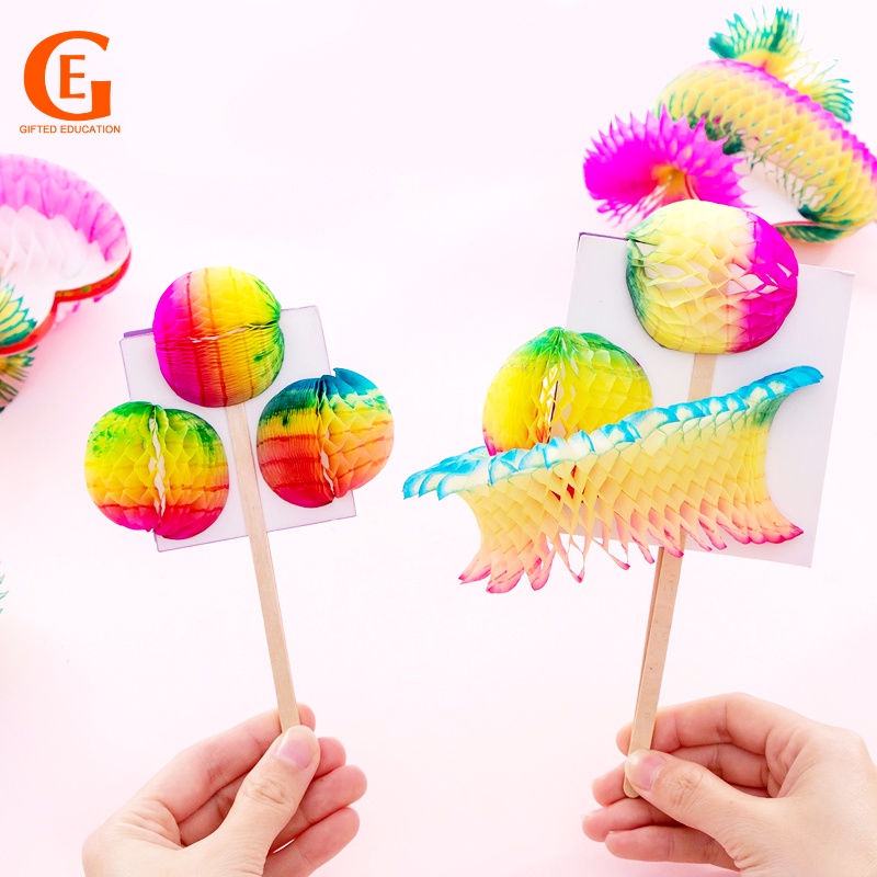 Kids DIY Flip Paper Flower Magic Paper Cutting Flower Children Art Craft Toy Early Educational Toys