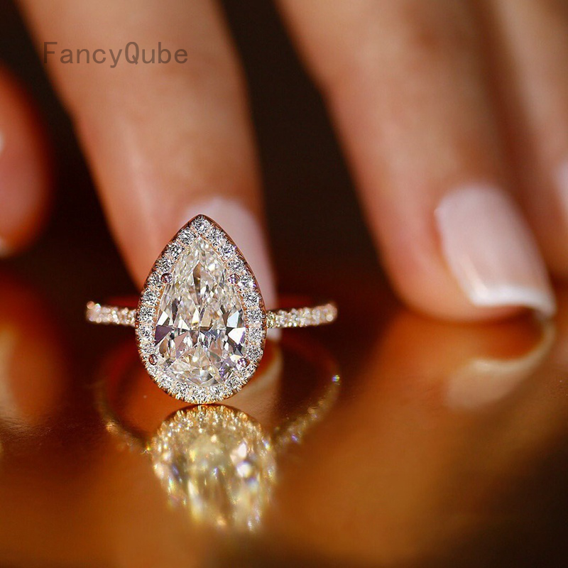 Cz pear shaped deals engagement rings