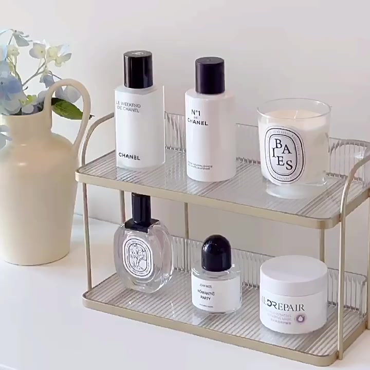 Desktop organiser storage rack | Double layer transparent acrylic ...