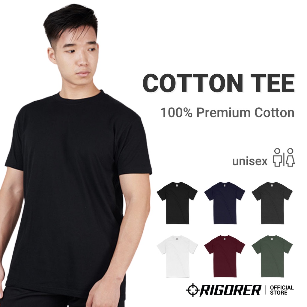 [Best Quality] Rigorer Crew Neck Cotton T-Shirt [SS001]-1(Exercise Gym Cotton Unisex Short Sleeve Men Sports Wear Plain)