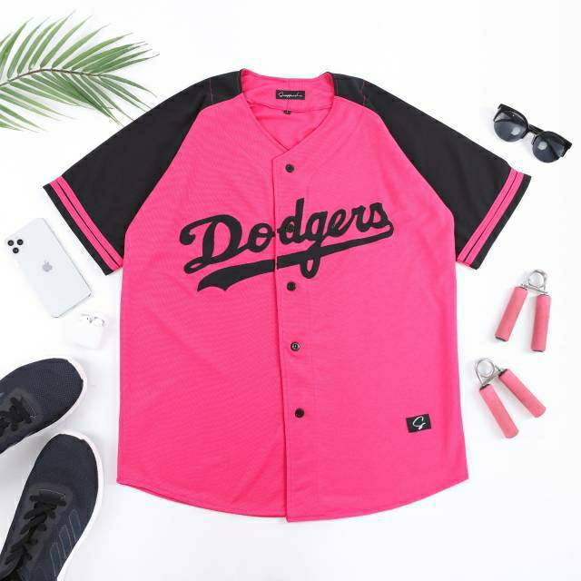Baseball JERSEY BASEBALL Shirt Men Women DODGERS PINK BLACK Shopee