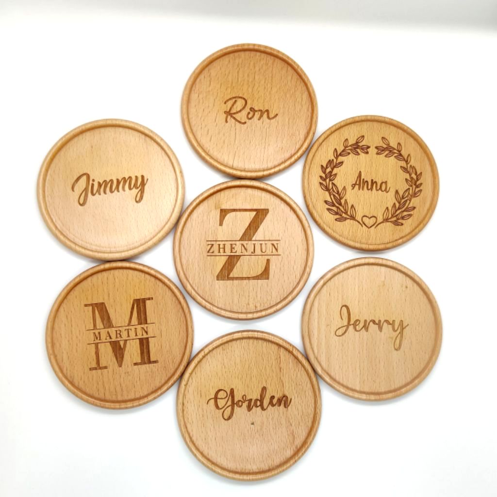 Personalised Wooden coaster with rim/recessed design CUSTOMISE COASTER