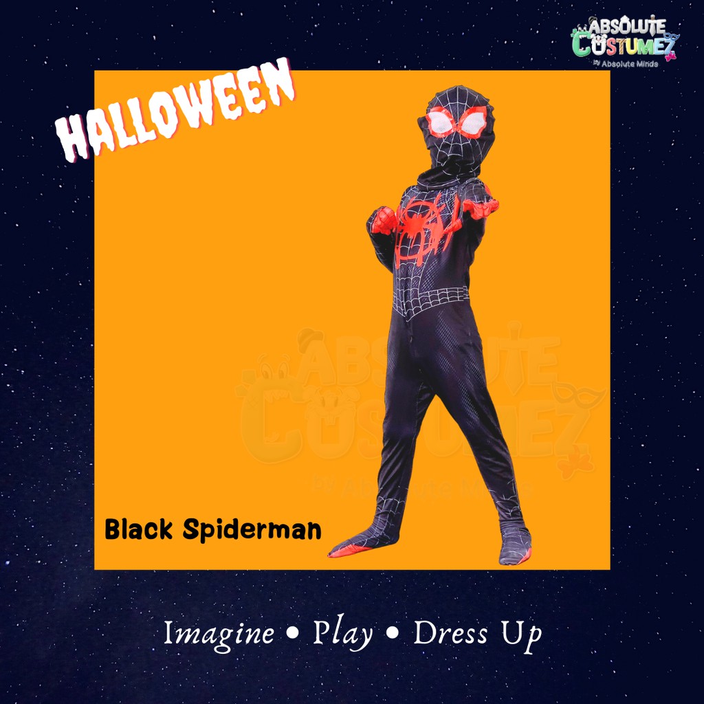 SG Seller Black Spider-Man Superhero Halloween Kids Party Costumes | Shopee  Singapore