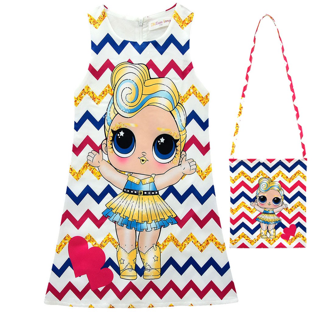 3-8yrs 2PCS Set Kids Girls Princess Dress Party Chirldren LOL Surprise Doll  Dresses+Bag | Shopee Singapore