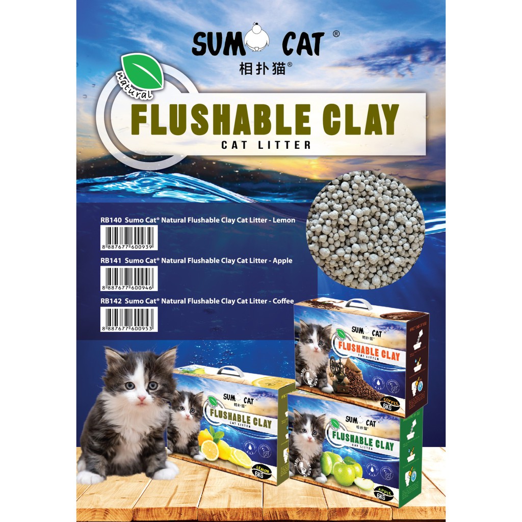 Sumo Cat Flushable Cat Litter ***Bundle set of 3 boxes x 6kg per Box