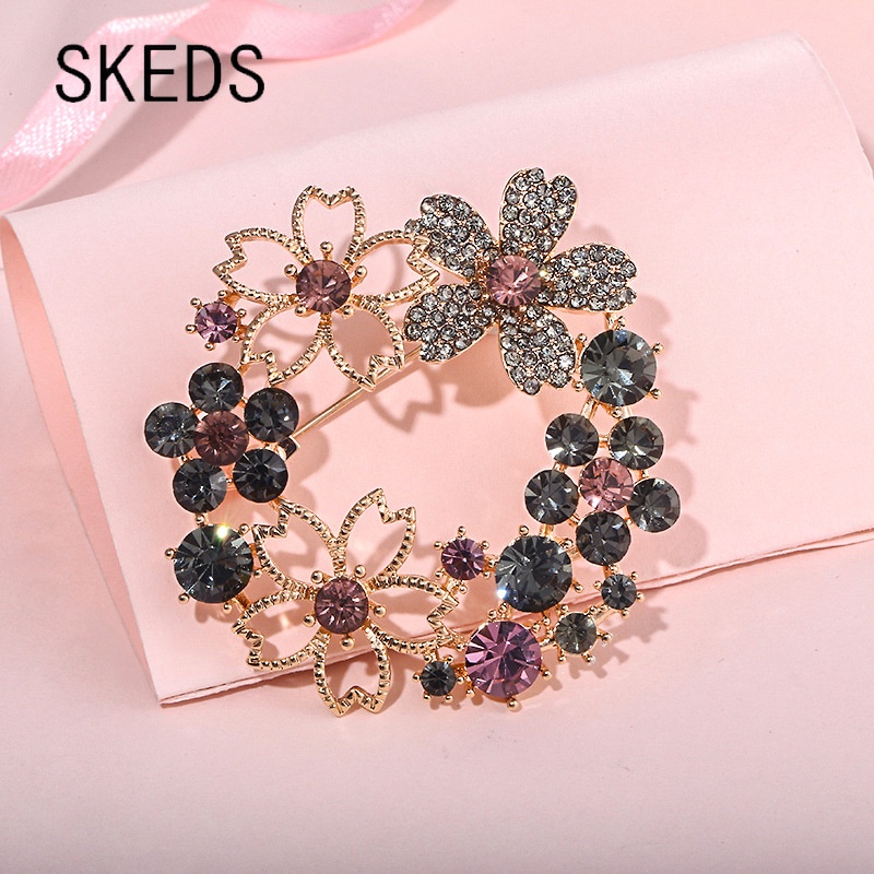 SKEDS Creative Luxury Crystal Flower Brooch Jewelry For Women Elegant ...