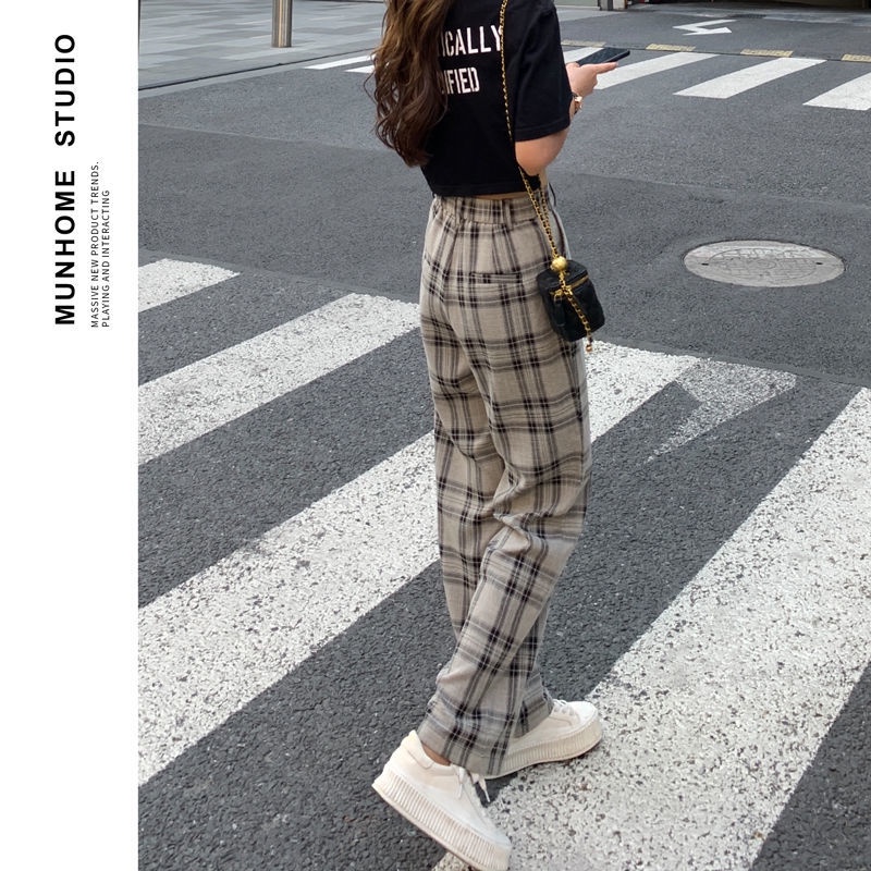 Fashion (White)Plaid Pants Women Y2k Plush Pants Checkered Pants