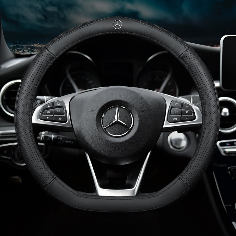 Mercedes Benz AMG Car Steering Wheel Cover Leather Non-slip Breathable ...