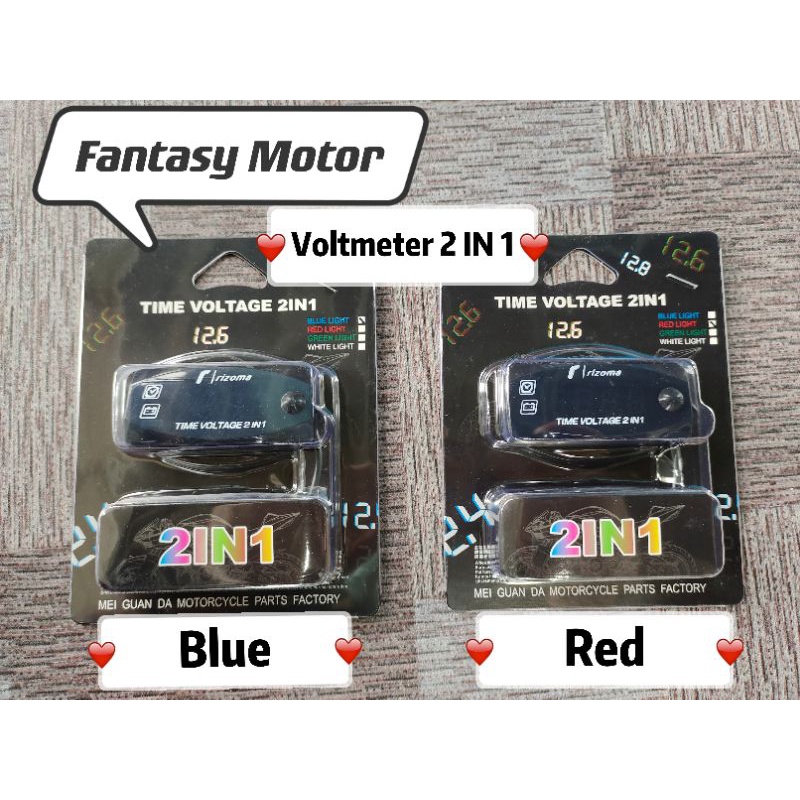 12V 2 in 1 Digital LED Display Meters /Voltmeter/Clock Indicator Gauge ...