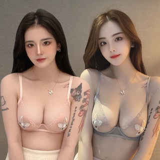 Women's Big Breasts Big Breasts Show Small Bra Set Sexy Lace Ultra