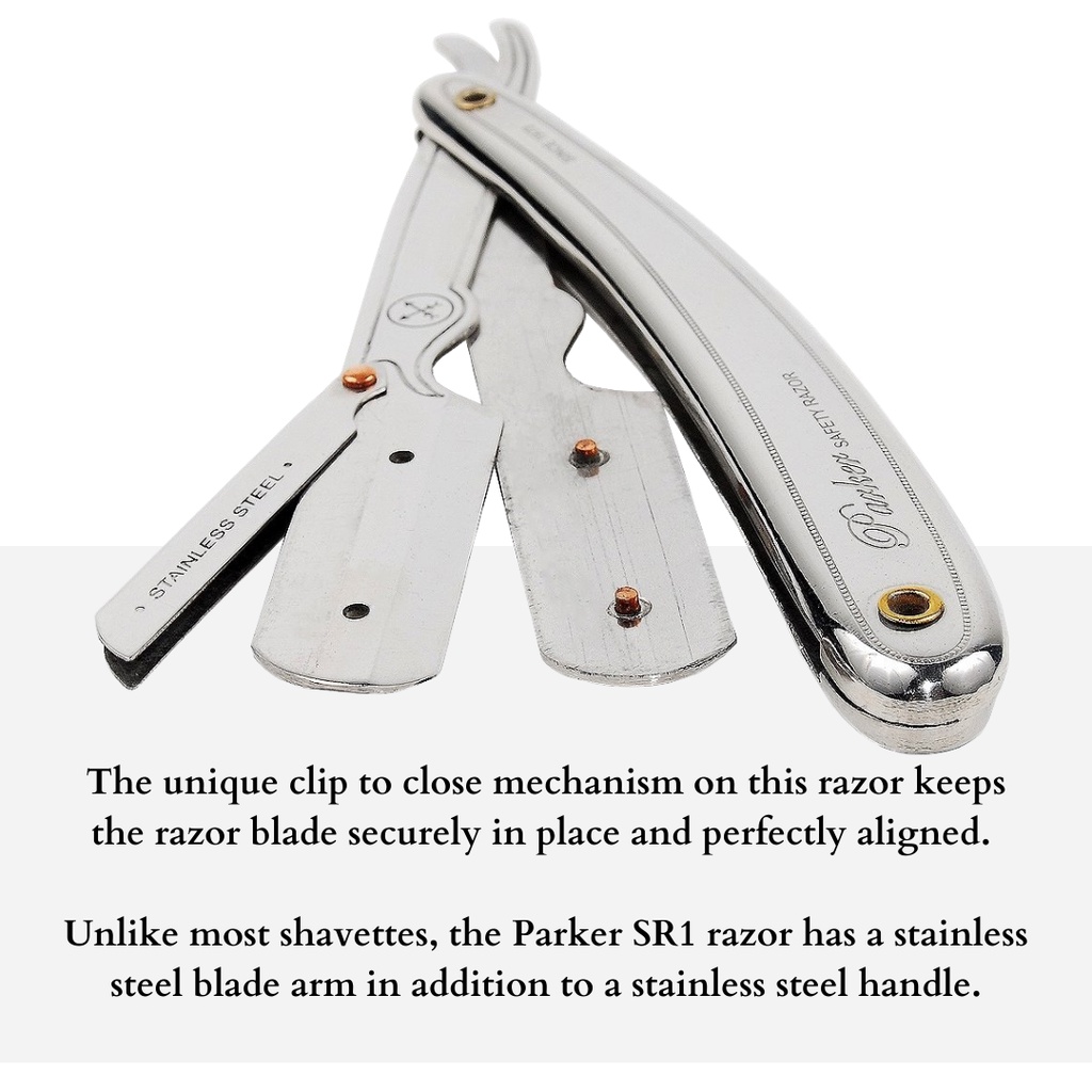 Parker SR1 Stainless Steel Straight Edge Razor Shavette | Shopee Singapore