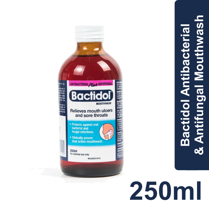 Bactidol Antibacterial & Antifungal Mouthwash for Mouth Ulcer & Sore ...