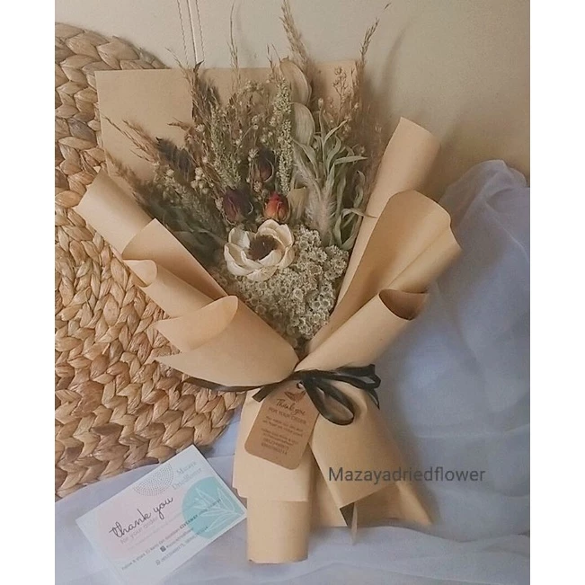 Handbouquet Bunga Kering Rustic Elegan Tahan Lama