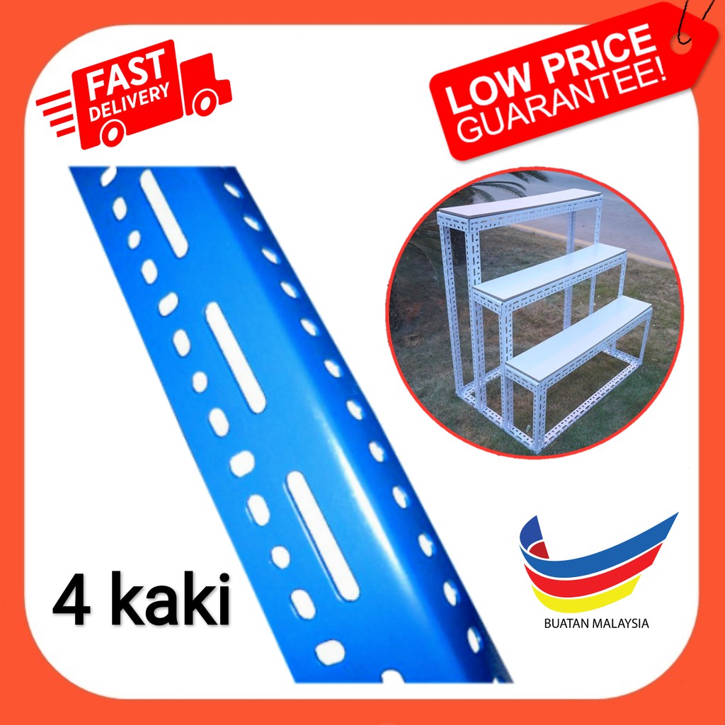 Besi Angle Rak Lubang HD 4kaki / Slotted Angle Bar 4ft | Shopee Singapore