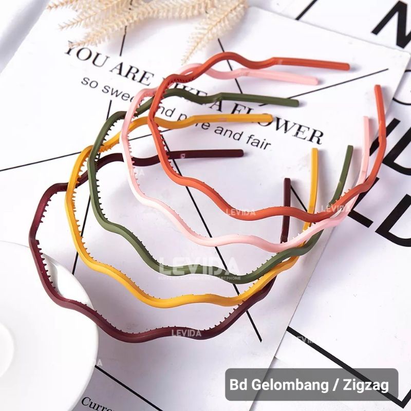 Korean Headband Wave Pattern/Zigzag Plain Flash Bandana Plain Korean